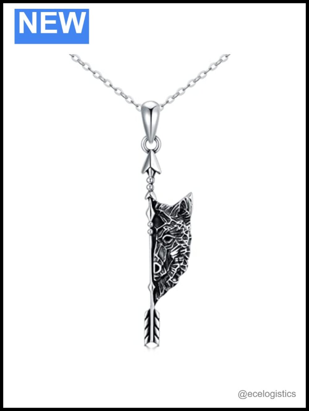 S925 Sterling Silver Wolf Head Pendant Necklace Unisex Gift